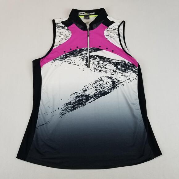 Jamie Sadock Shirt Womens XL Pink Black Ombre Sleeveless Golf Zip Top Athletic - Picture 8 of 8